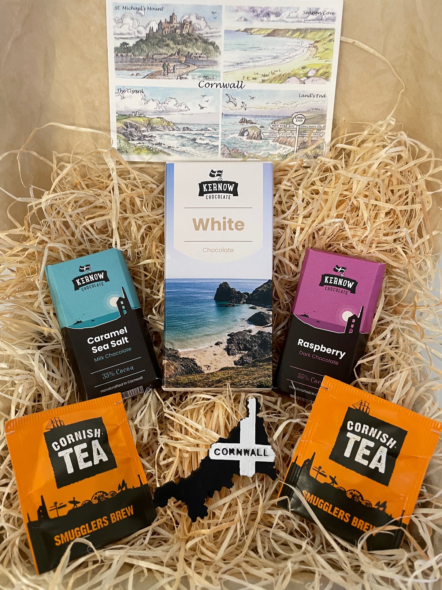 White chocolate with raspberry and caramel sea salt chocolate gift box, choose fridge magnet style