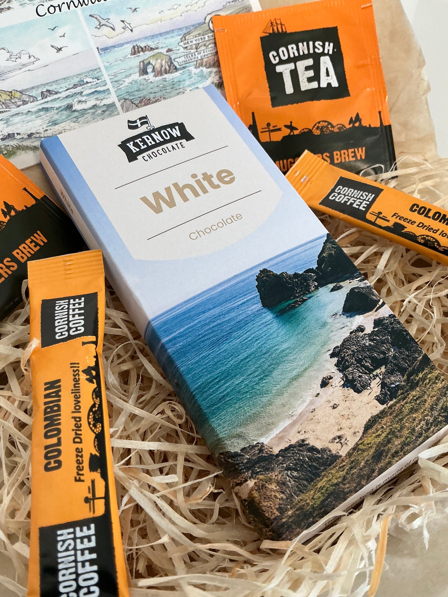 Cornish White chocolate with Cornish tea or coffee gift box