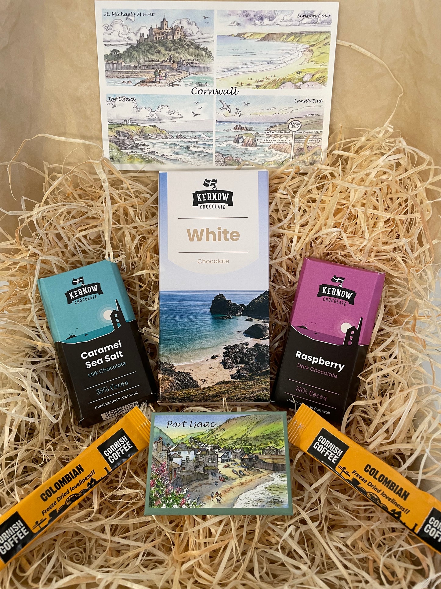 White chocolate with raspberry and caramel sea salt chocolate gift box, choose fridge magnet style