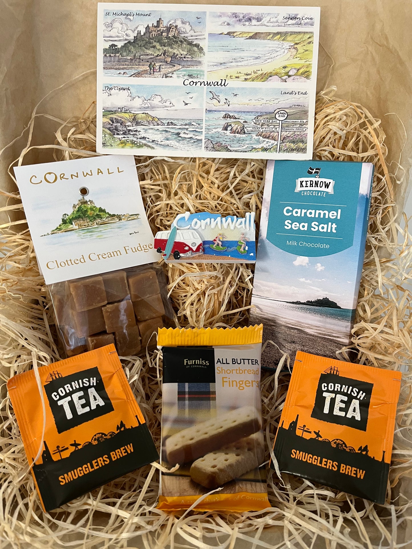 Clotted cream fudge with a sea salt chocolate gift box, complete with a special Cornish fridge magnet of your choice!
