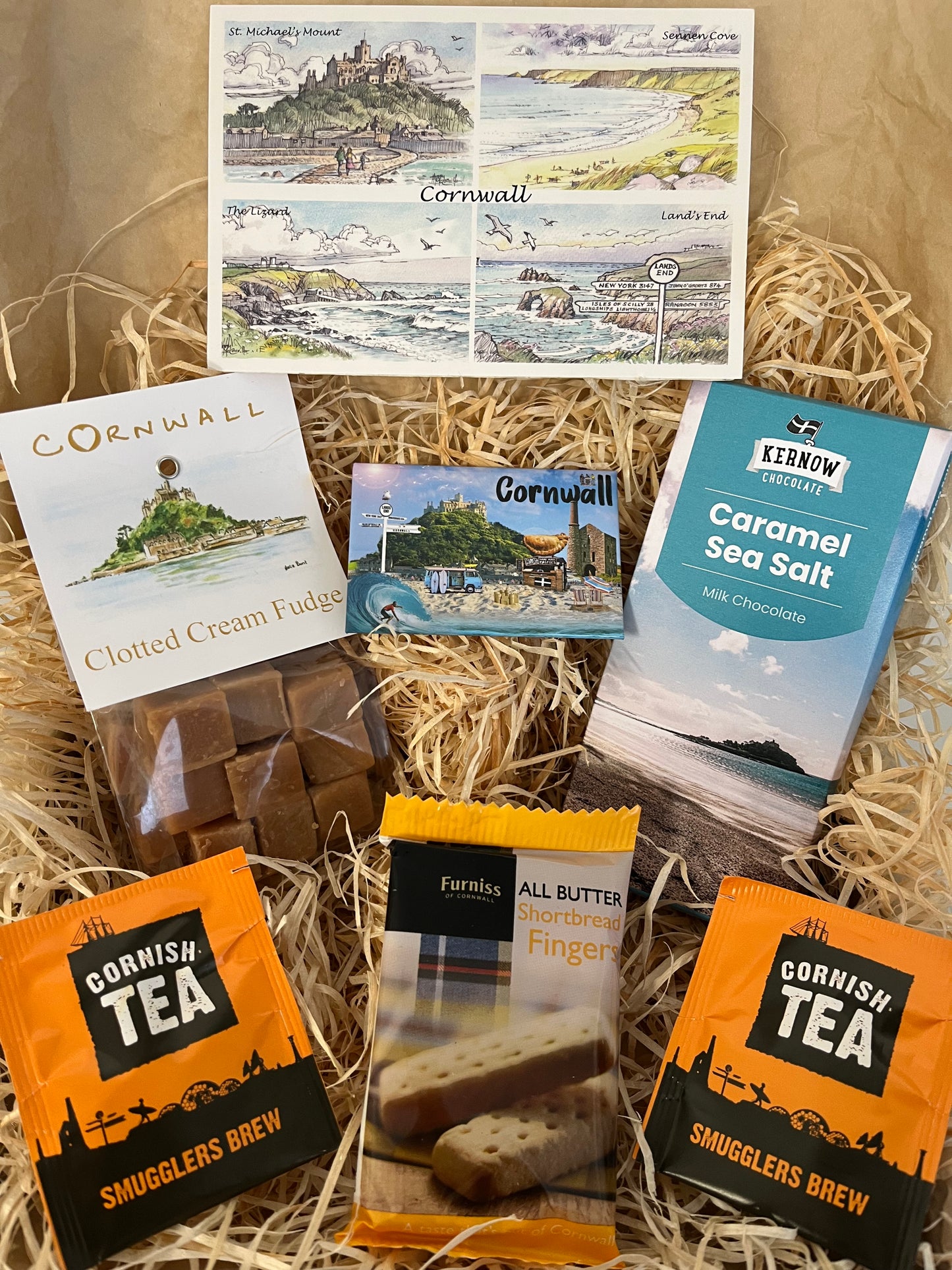 Clotted cream fudge with a sea salt chocolate gift box, complete with a special Cornish fridge magnet of your choice!