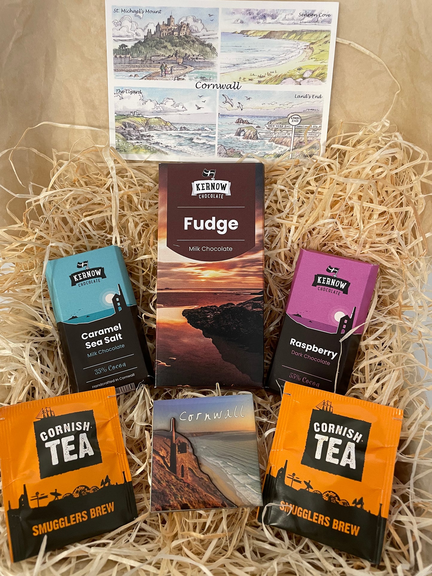 Fudge chocolate with dark raspberry chocolate and caramel sea salt chocolate gift box, choose fridge magnet style