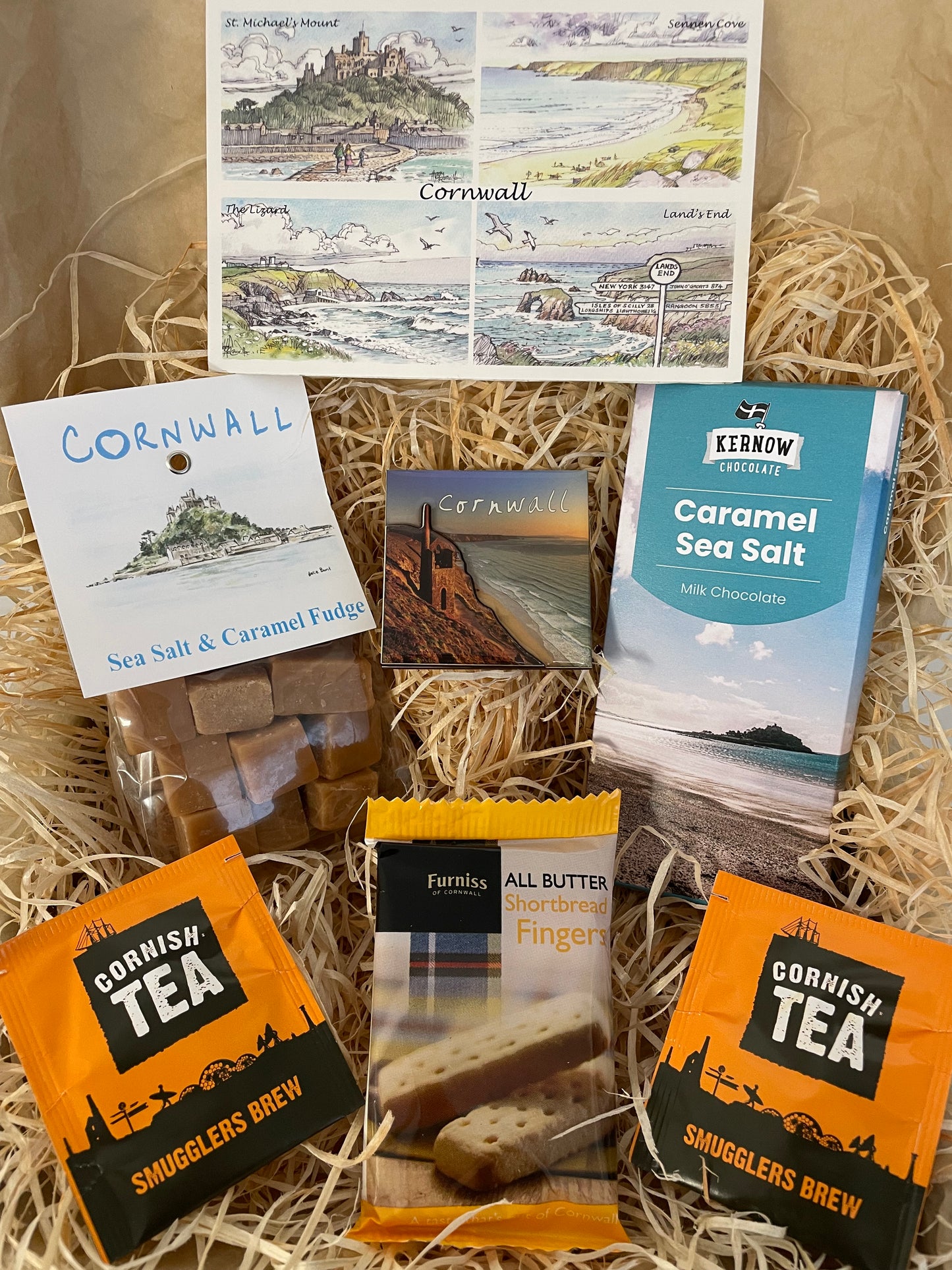 Taste of the sea fudge and chocolate gift box, complete with a special Cornish fridge magnet of your choice!