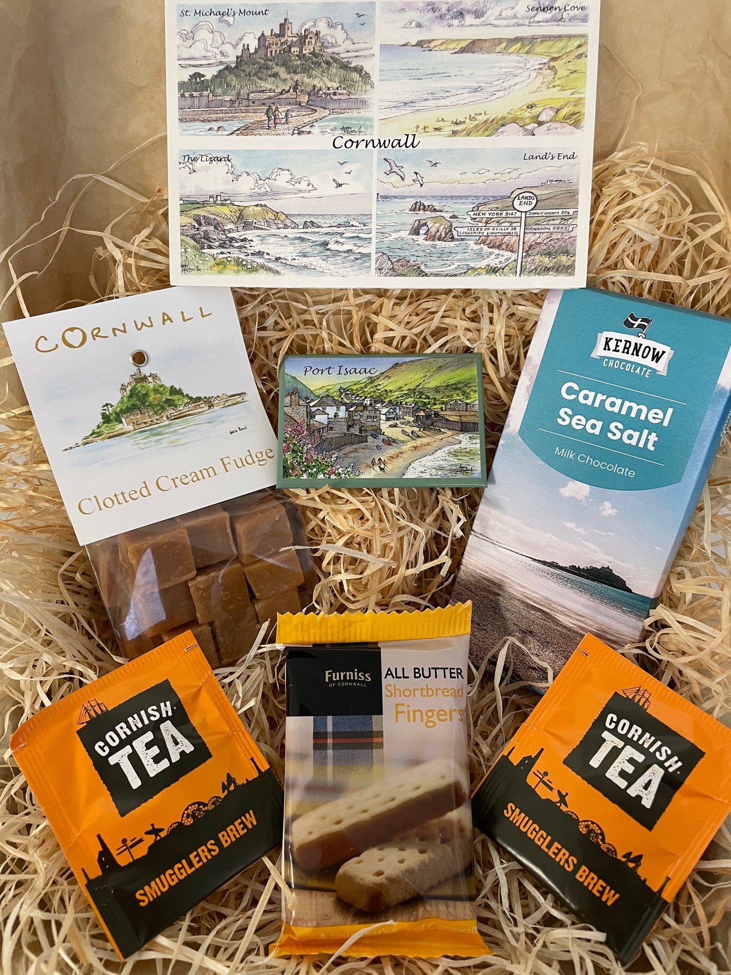 Clotted cream fudge with a sea salt chocolate gift box, complete with a special Cornish fridge magnet of your choice!