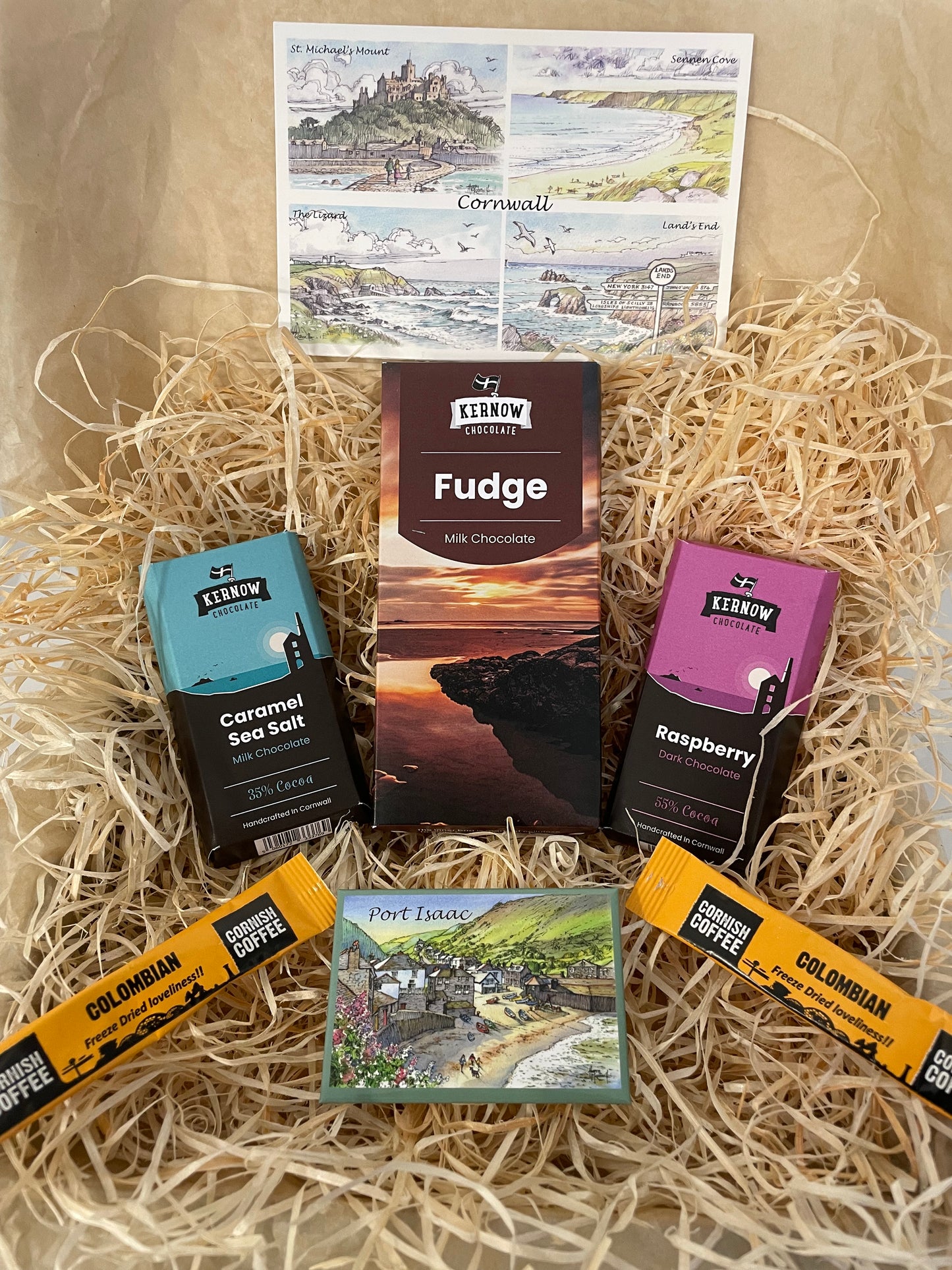 Fudge chocolate with dark raspberry chocolate and caramel sea salt chocolate gift box, choose fridge magnet style