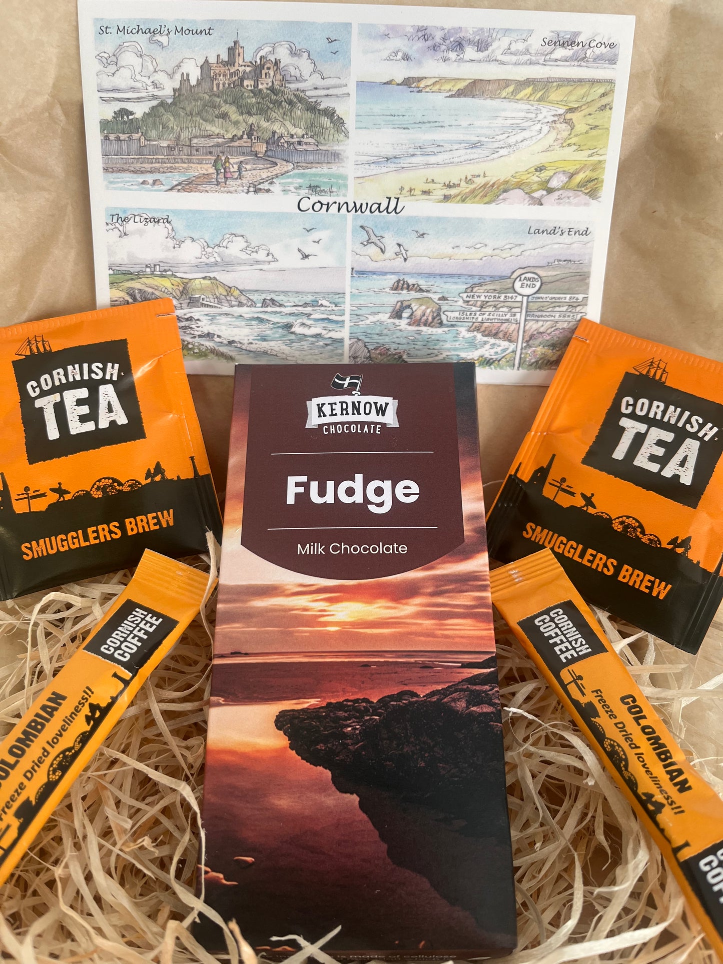 Cornish Fudge chocolate with tea or coffee gift box