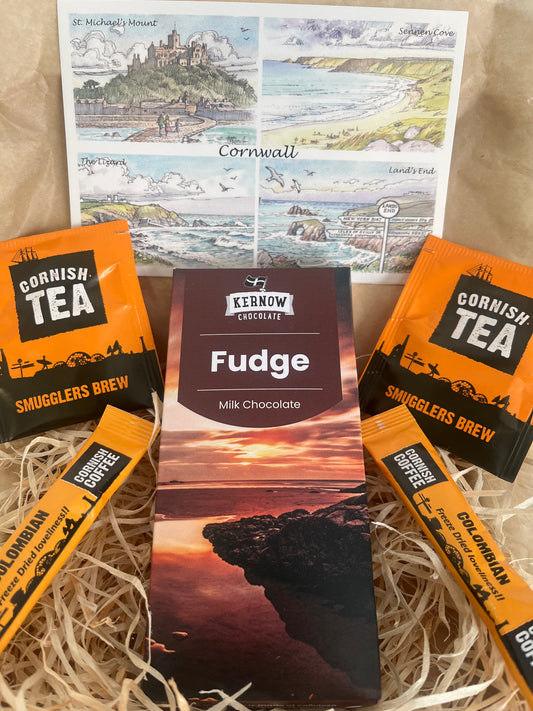 Cornish Fudge chocolate with tea or coffee gift box