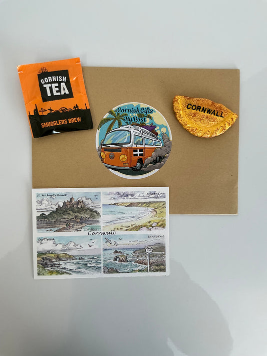 Gift a fridge magnet with a personalised Cornwall postcard with a cup of tea or coffee, choose from 12 Cornwall styles fridge magnets