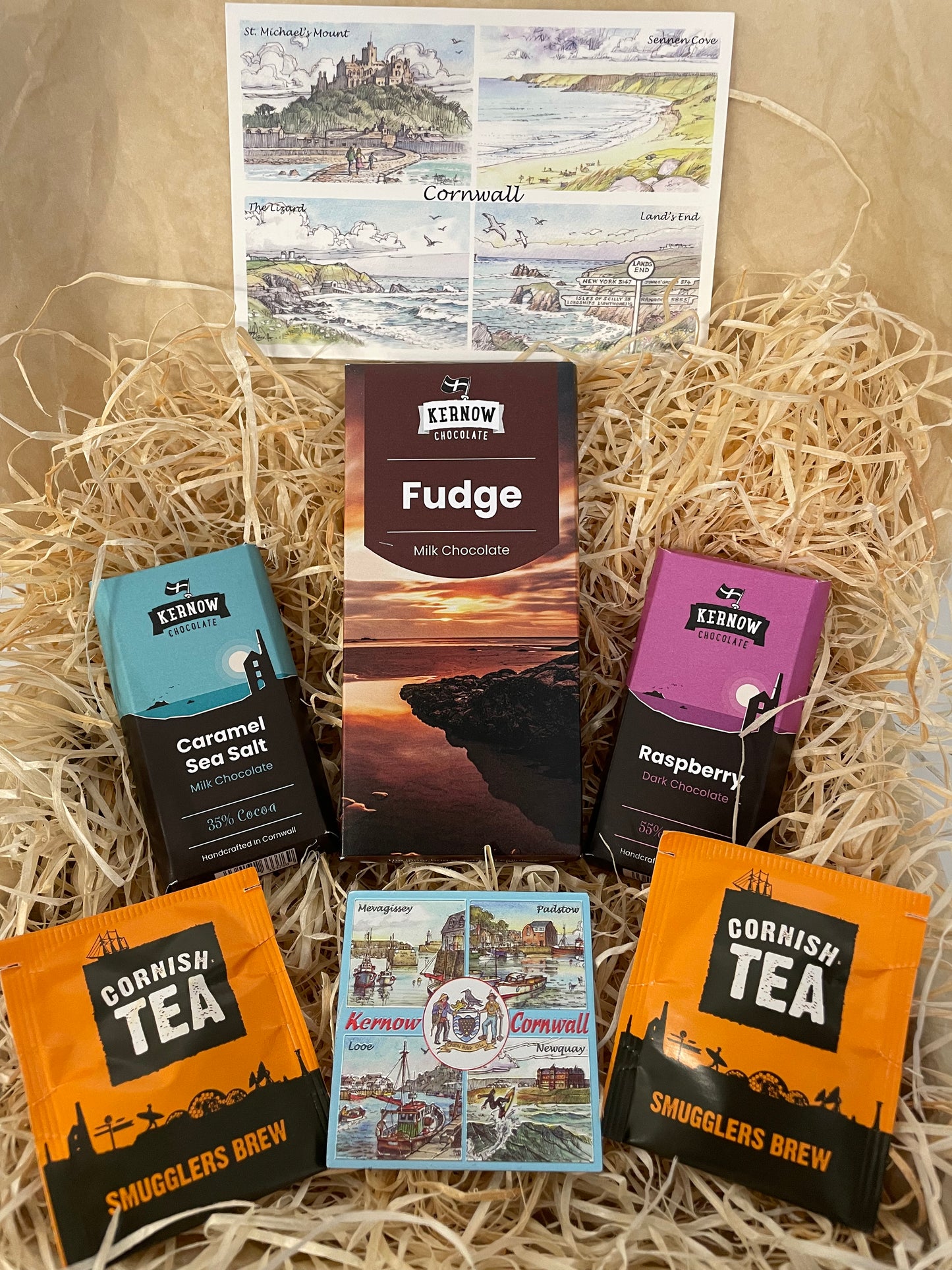 Fudge chocolate with dark raspberry chocolate and caramel sea salt chocolate gift box, choose fridge magnet style