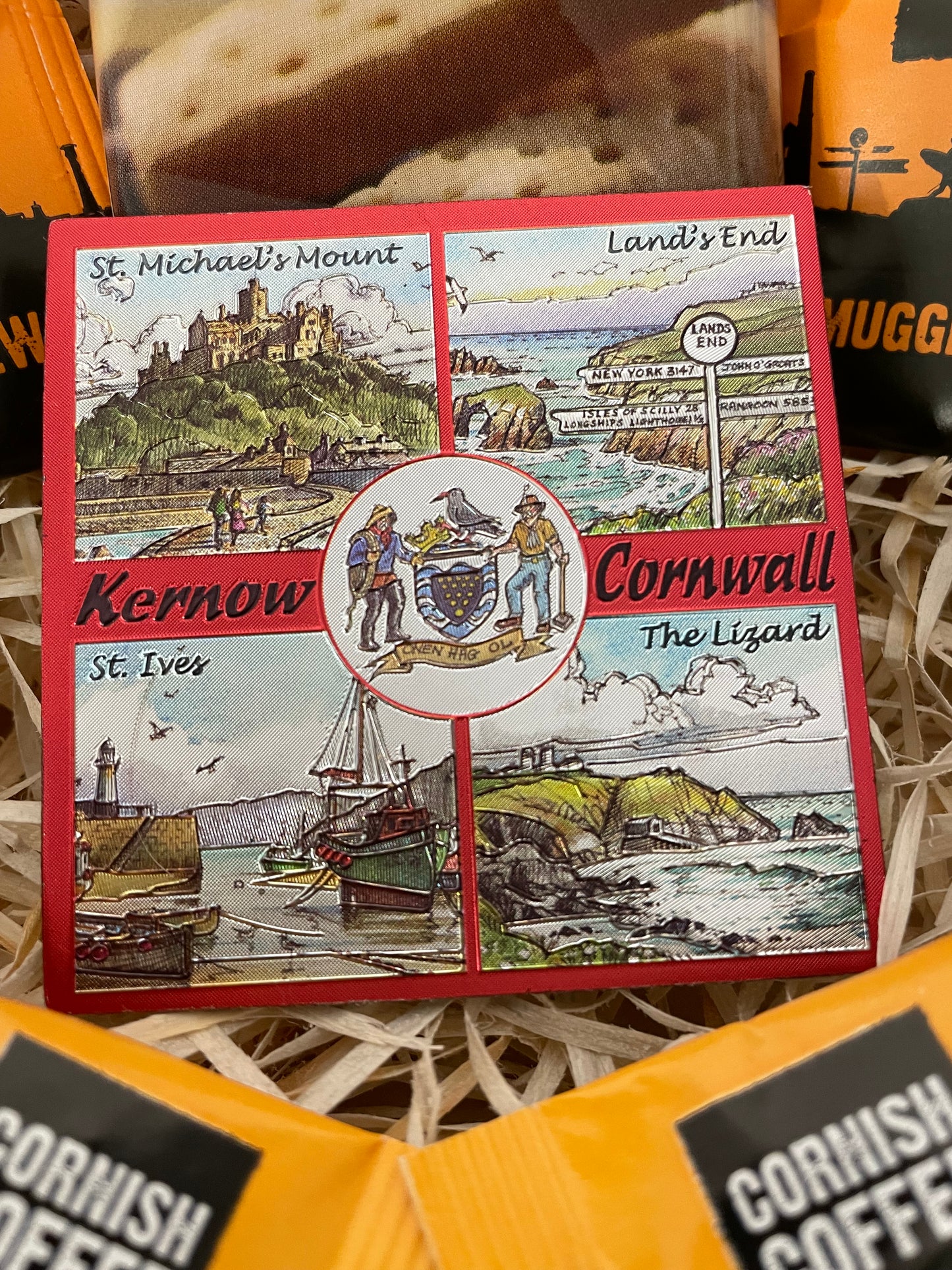 Red scenes of Cornwall fridge magnet