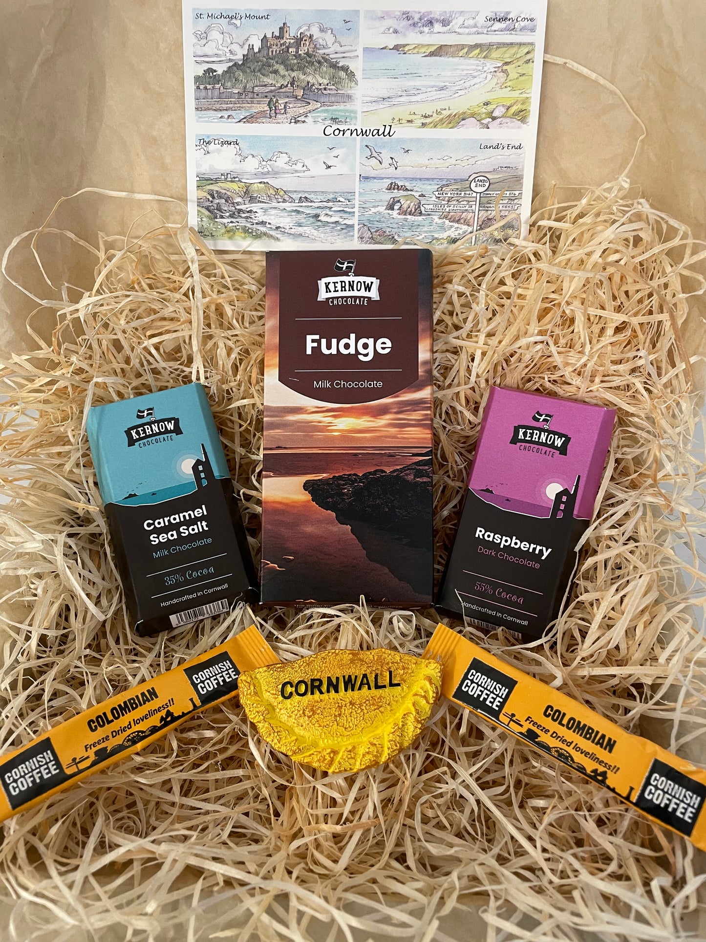 Fudge chocolate with dark raspberry chocolate and caramel sea salt chocolate gift box, choose fridge magnet style