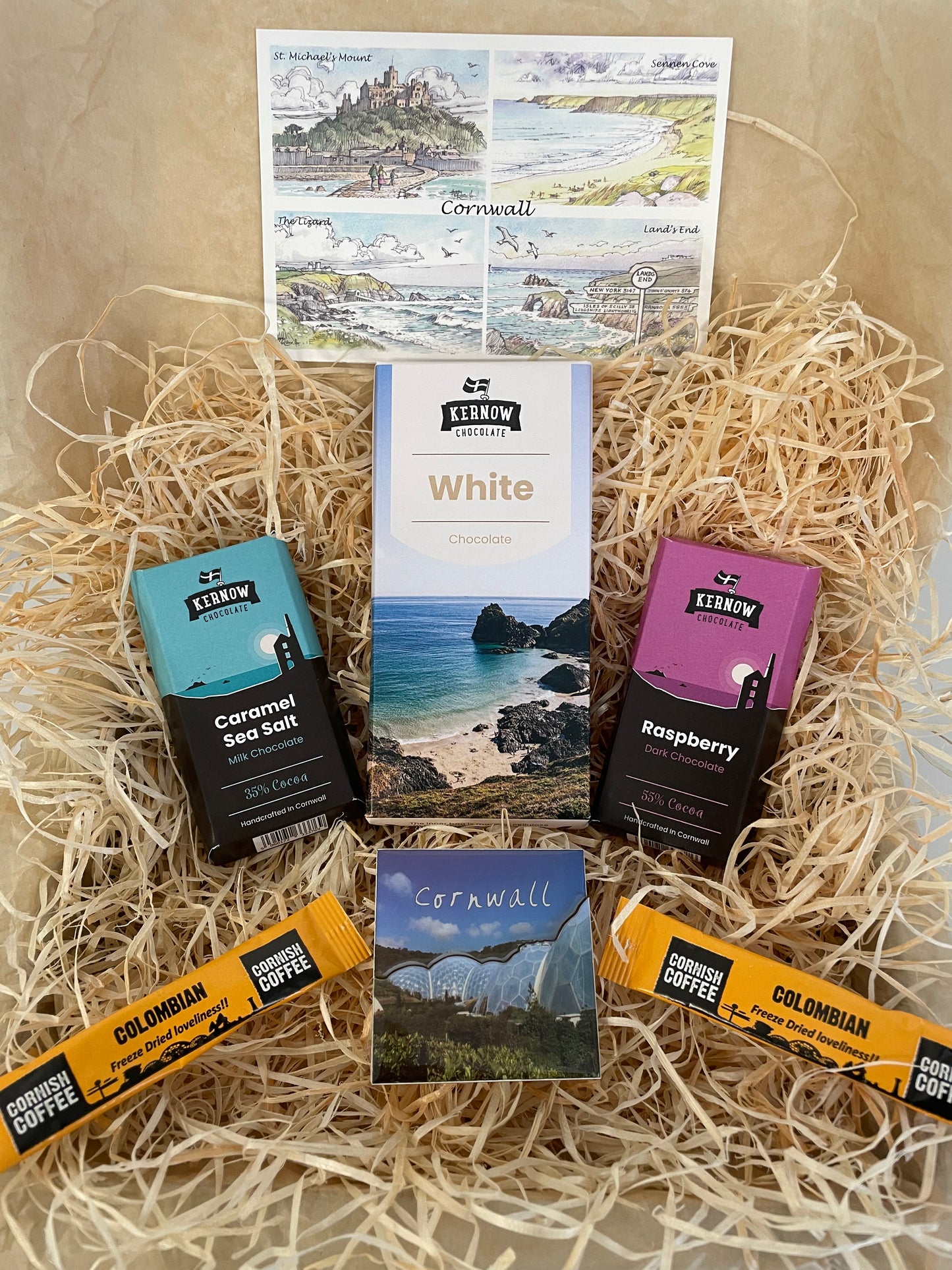 White chocolate with raspberry and caramel sea salt chocolate gift box, choose fridge magnet style