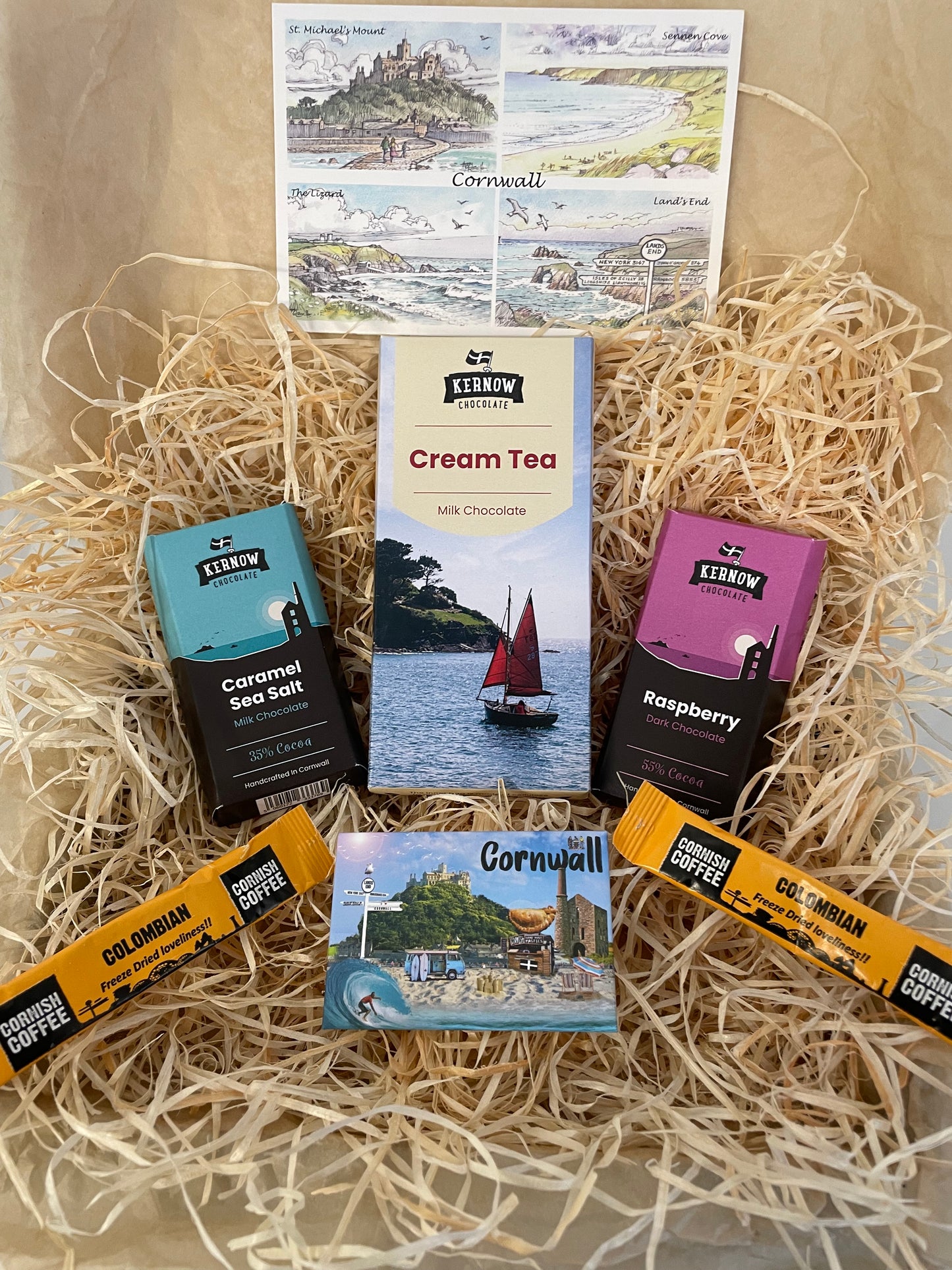 Cream tea chocolate with dark raspberry chocolate and caramel sea salt chocolate gift box, choose fridge magnet style