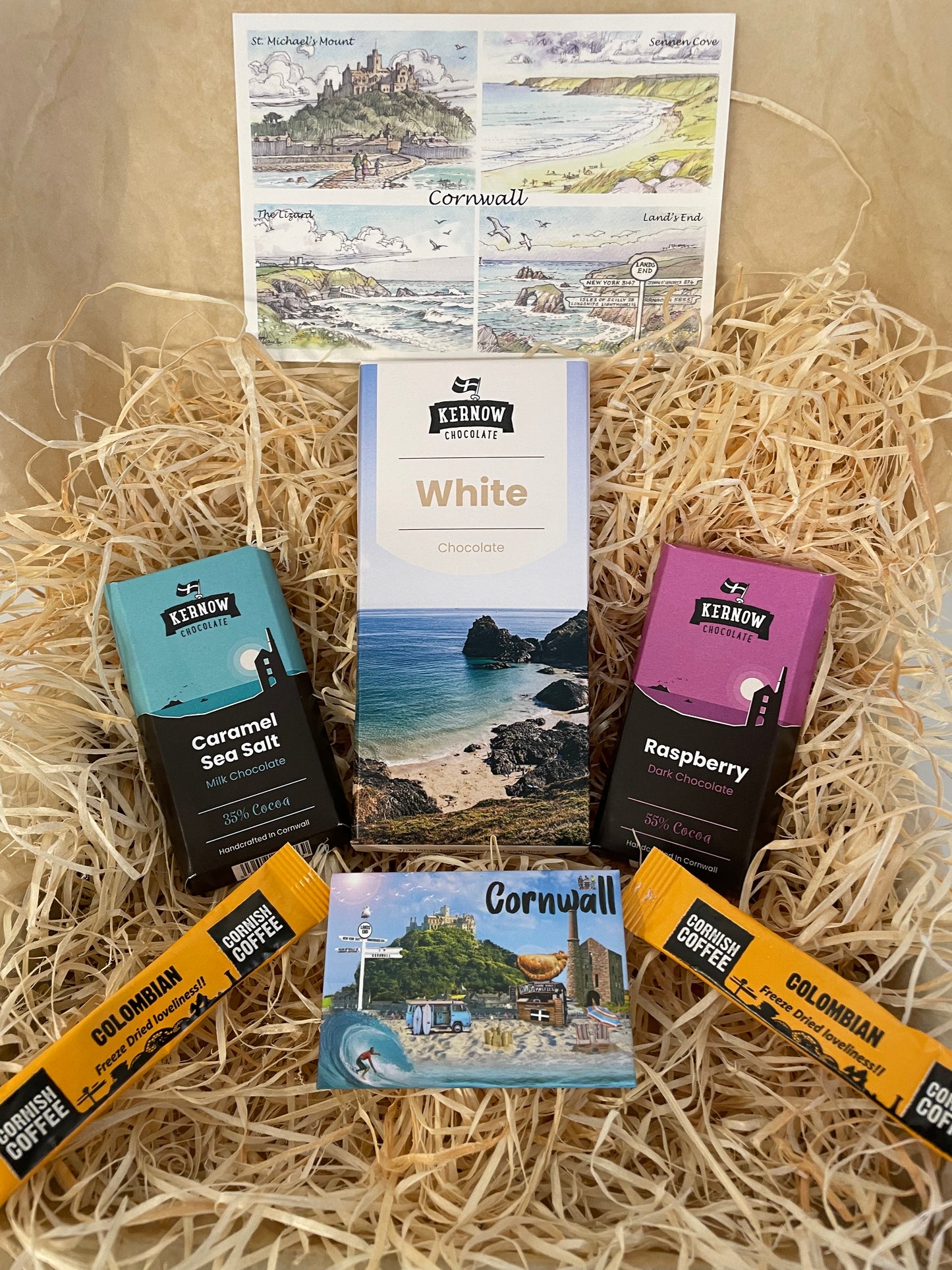 White chocolate with raspberry and caramel sea salt chocolate gift box, choose fridge magnet style