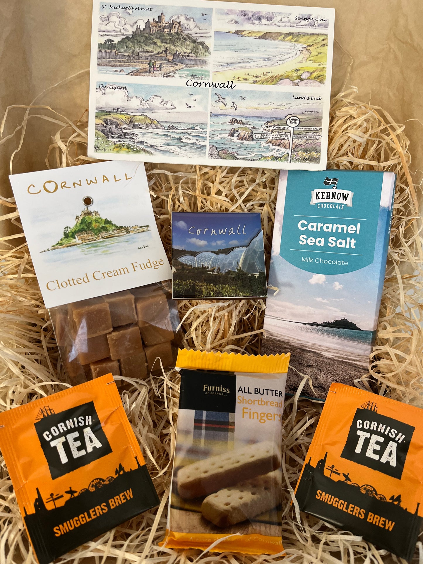 Clotted cream fudge with a sea salt chocolate gift box, complete with a special Cornish fridge magnet of your choice!