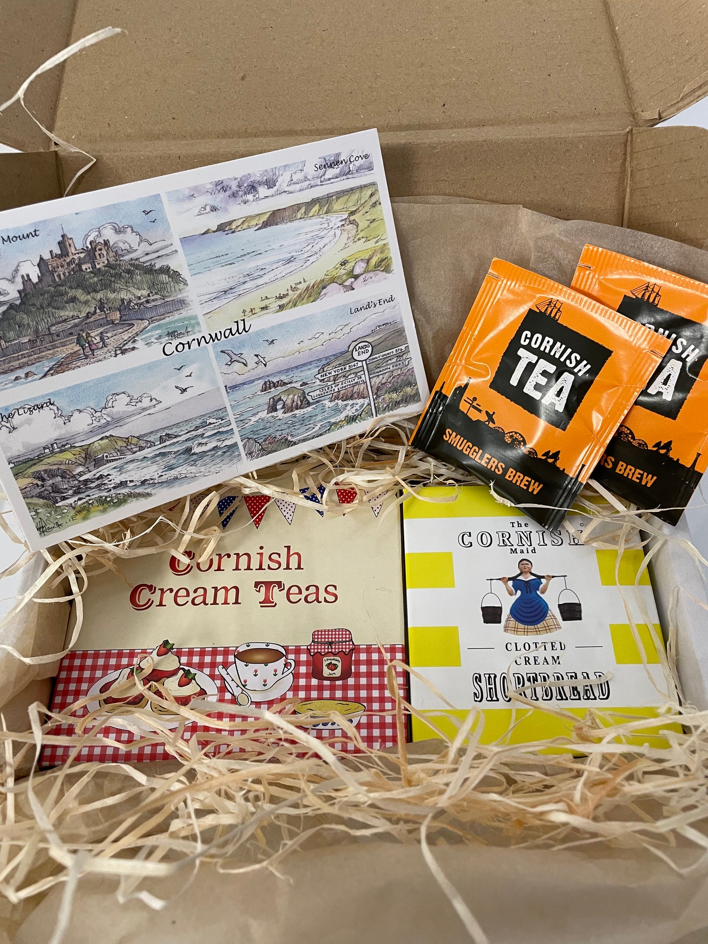 Cornish Cream tea mug and coaster set with Clotted cream shortbread, with a choice of fridge magnet