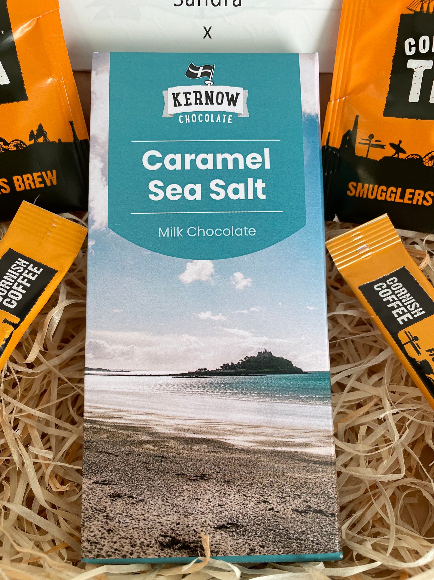 Cornish Caramel sea salt with Cornish tea or coffee chocolate gift box