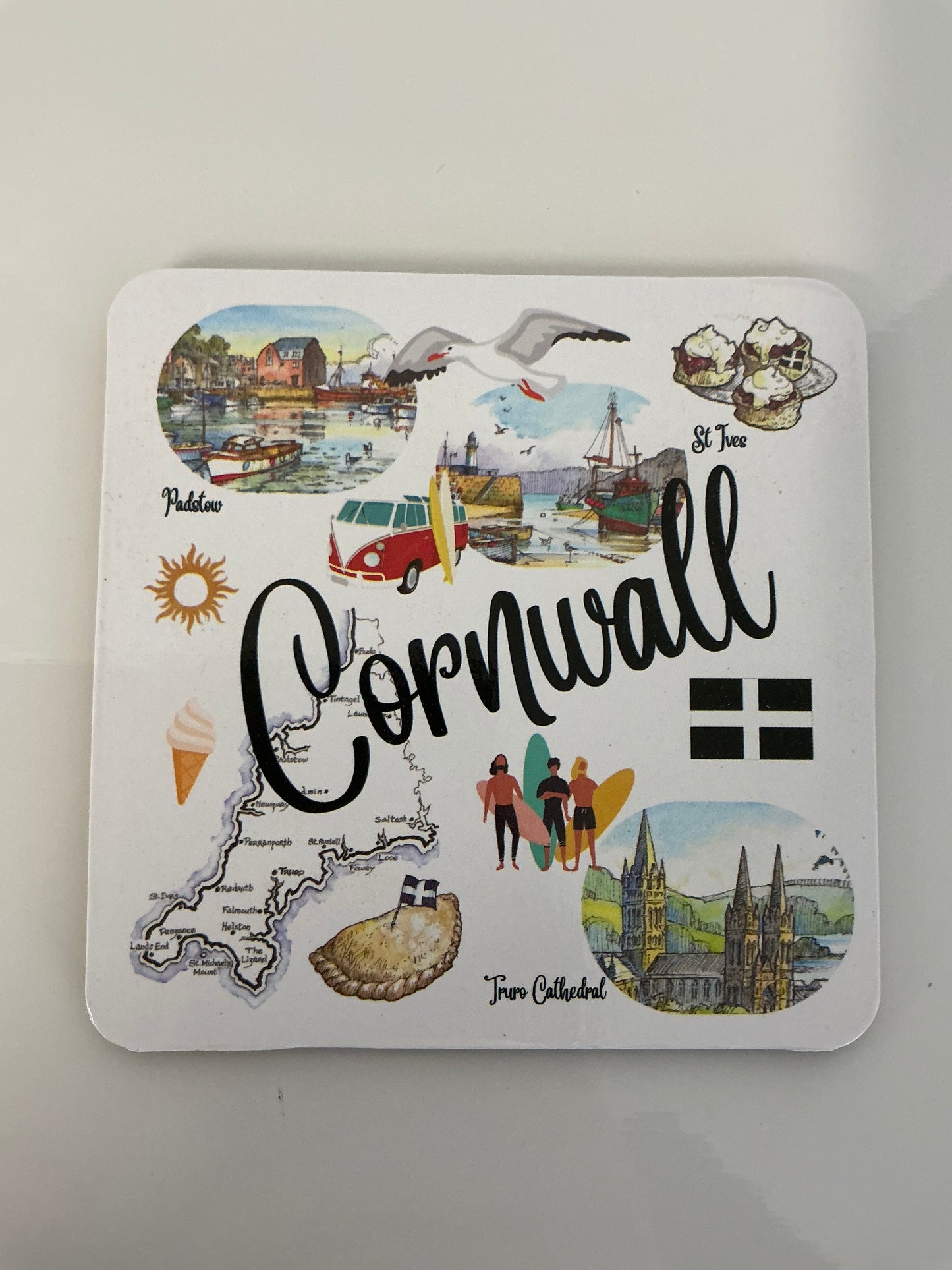 Set of four Cornwall Landmarks coasters