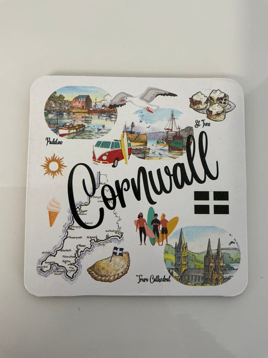 Set of four Cornwall Landmarks coasters